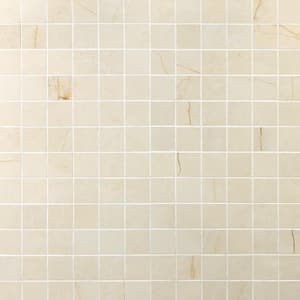Marmo Crema 12 in. x 12 in. Matte Marble Look Porcelain Mosaic Tile (1 sq. ft./Sheet)