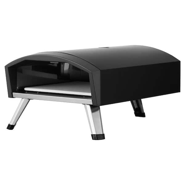 SKYSHALO Pizza Oven Propane Powered 12 in. Outdoor Pizza Oven Portable Grill with Thickened Cordierite Pizza Stone in Black