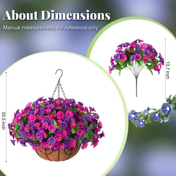 13 .8 in. Artificial Hanging Flowers in Basket, Outside Home Patio