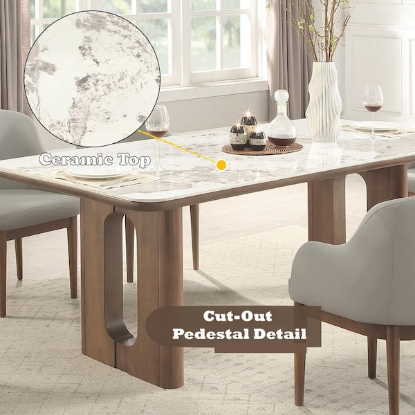 Acme Furniture Harbor Walnut Ceramic 84 in. Double Pedestal Base