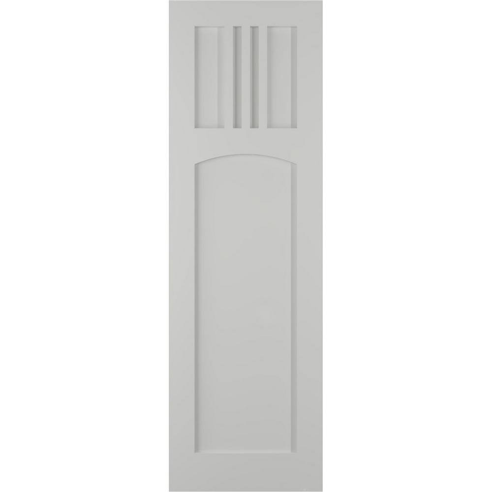 18 in. x 26 in. PVC True Fit San Miguel Mission Style Fixed Mount Flat Panel Shutters Pair in Hailstorm Gray price history on PriceWatchPro