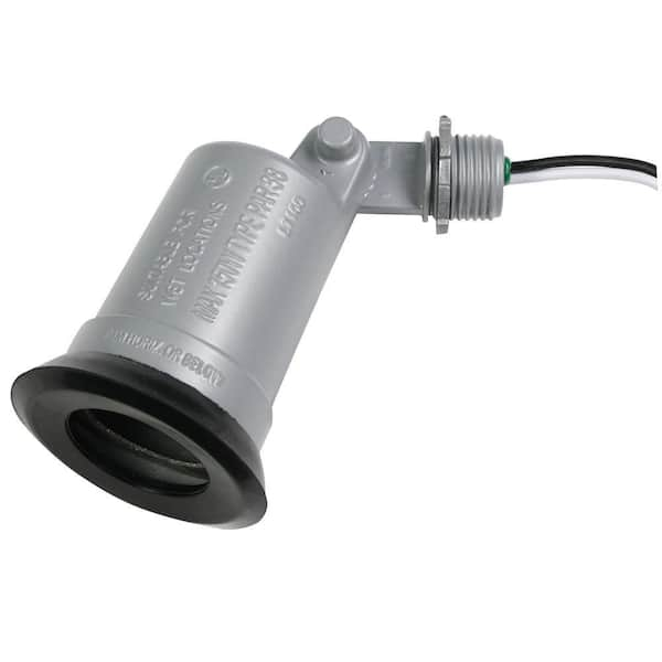 BELL N3R Gray Swivel PAR38 Lampholder with Porcelain Socket, External Weatherproof Gasket, and CFL Compatible