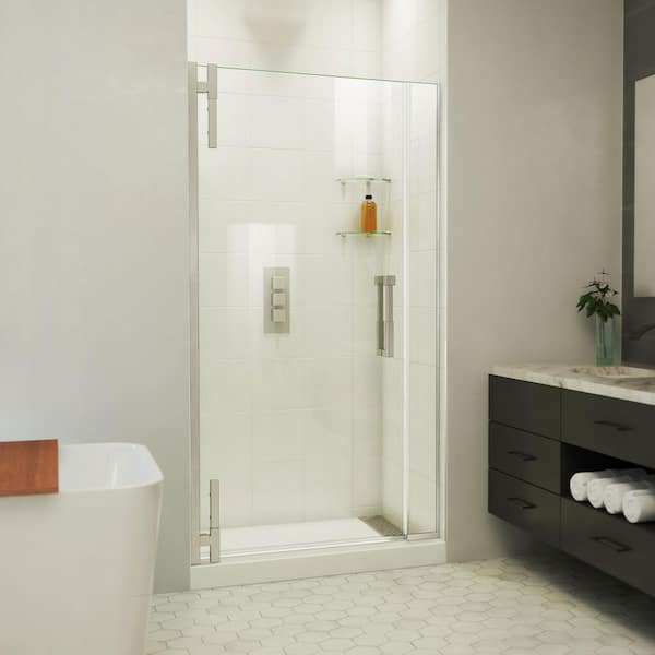 DreamLine Ascend 41.5 in. W x 72 in. H Pivot Frameless Shower Door in Brushed Nickel
