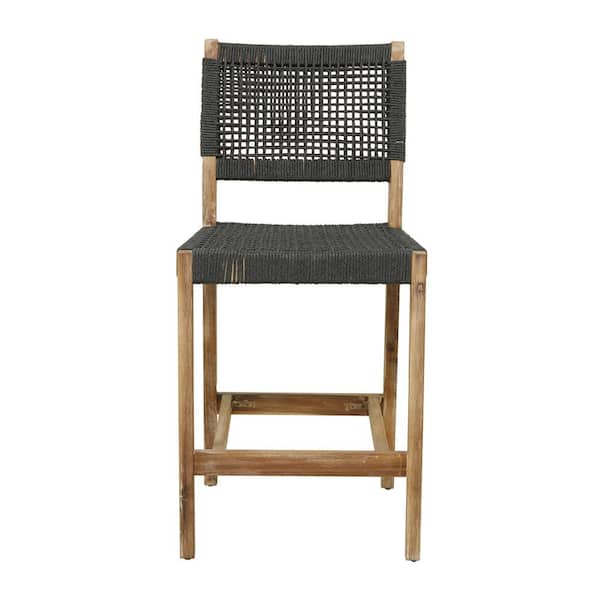 Litton Lane 42 in. Dark Gray Wood Contemporary Counter Barstool