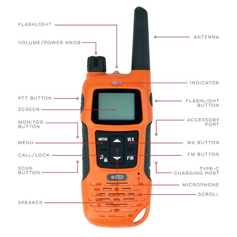 Versatile 36 Mile Range Rechargeable Waterproof Digital 2-Way Radio with Charger (2-Pack)