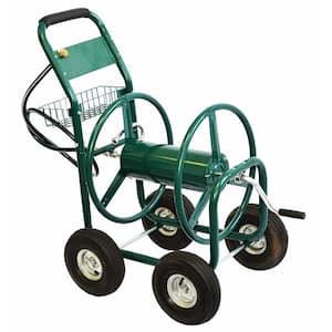 300 ft. Outdoor Yard Water Hose Reel Cart with Steel Basket