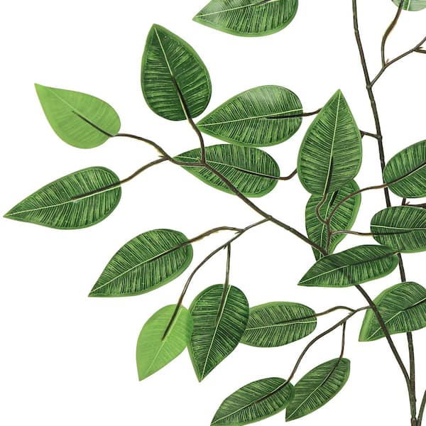 24 in. Artificial Ficus Leaf Stem Plant Greenery Foliage Spray Branch (Set of 12)