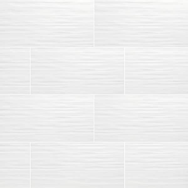 MSI Dymo Stripe White 12 in. x 24 in. Glossy Ceramic Stone Look Wall Tile (16 sq. ft./Case)