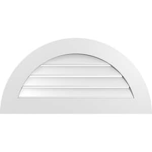 34 in. x 17 in. Half Round Surface Mount PVC Gable Vent: Functional with Standard Frame