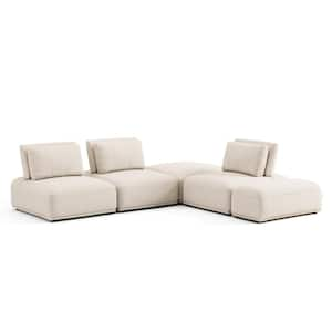 Fairwind 116 in. Armless 5-Piece Boucle Fabric L-Shaped Modular Sectional Sofa in Beige With Extendable Backrest