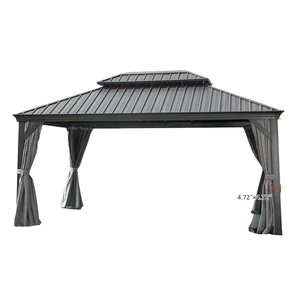 12 ft. x 16 ft. Outdoor Gray Aluminum Gazebos with Galvanized Steel Double Canopy price history on PriceWatchPro