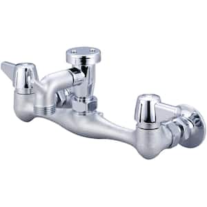 2-Handle Wall Mounted Utility Faucet in Rough Chrome