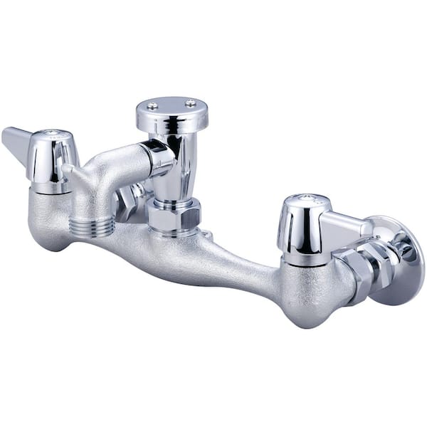 Central Brass 2-Handle Wall Mounted Utility Faucet in Rough Chrome