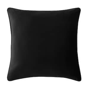 Soft Velvet Square 18 in. x 18 in. Black Throw Pillow