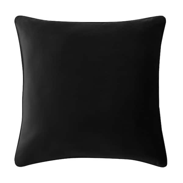 BRIELLE HOME Soft Velvet Square 18 in. x 18 in. Black Throw Pillow