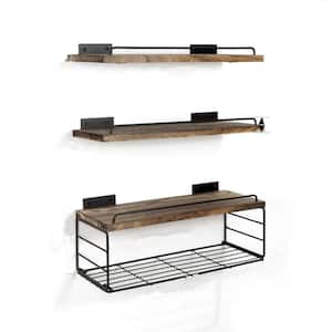16.2 in. W x 5.9 in. D Brown Floating Bathroom Shelves Over Toilet, Decorative Wall Shelf for Living Room (3-Pack)