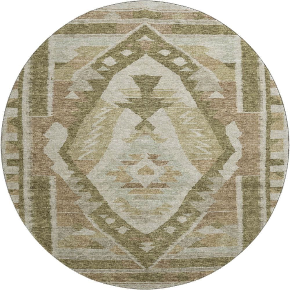 Mayfield Premium Machine Washable Abstract AMF1916 Linen 8 ft. x 8 ft. Round Rug price history on PriceWatchPro