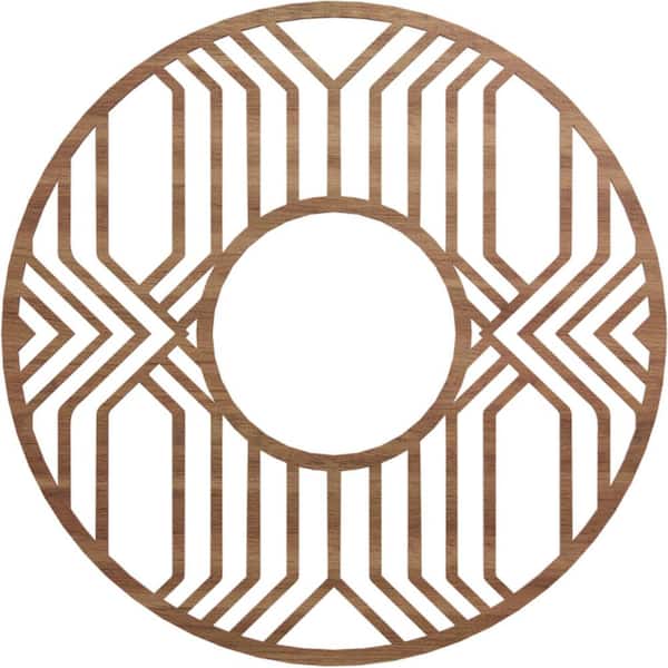 Ekena Millwork 30 in. x 30 in. x 1/4 in. Empire Wood Fretwork Pierced Ceiling Medallion, Walnut