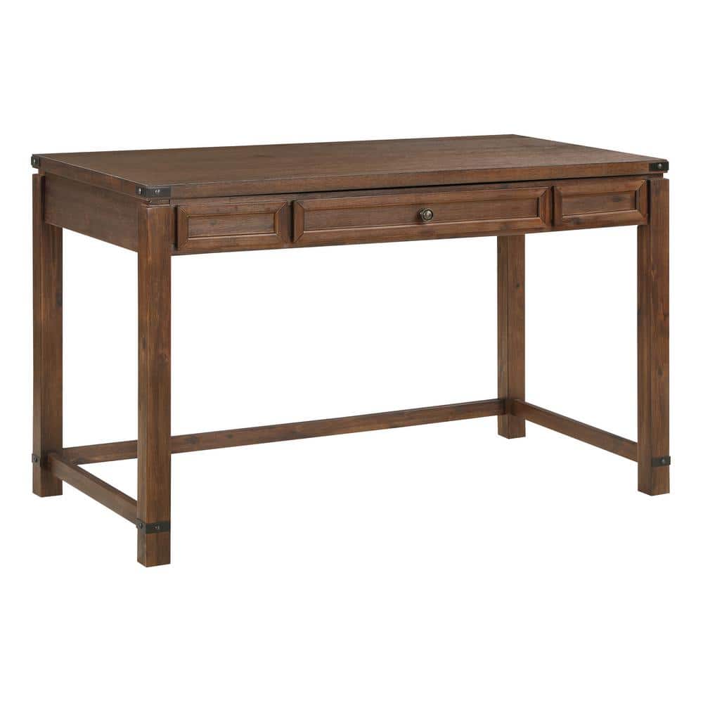 Baton Rouge Engineered Wood Sit-to-Stand L-Desk in Champagne Oak Finish