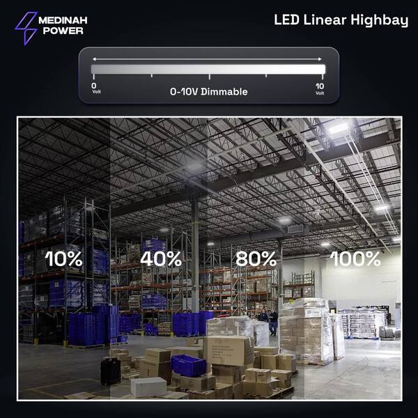 MEDINAH POWER 1.4 ft. 600-Watt Equivalent Integrated LED Dimmable White Linear High Bay Light, 21000 Lumens, 4000K