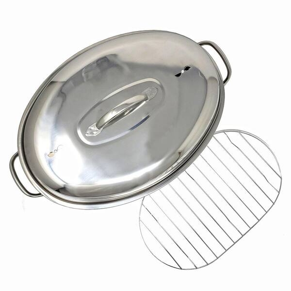 LavoHome Professional Stainless Steel Oval Roaster Serving Tray Set