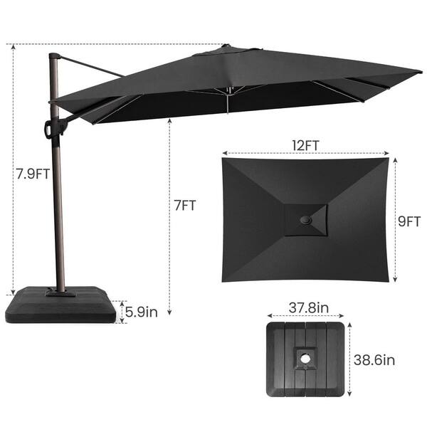 7ft cantilever patio umbrella Pellebant 11 x 9 ft Aluminum Double Top Crank with Lights Add a fresh look and unique appearance to your patio or outdoor space AreShark 1111FT Double-Top Cantilever Patio