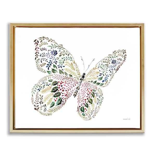 Floral Nature Butterfly by Danhui Nai Gold Floater Frame Animal Graphic Art Print 25 in. x 31 in.