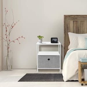 1-Drawer White Nightstand 18.37 in. H x 15.75 in. W x 15.75 in. D