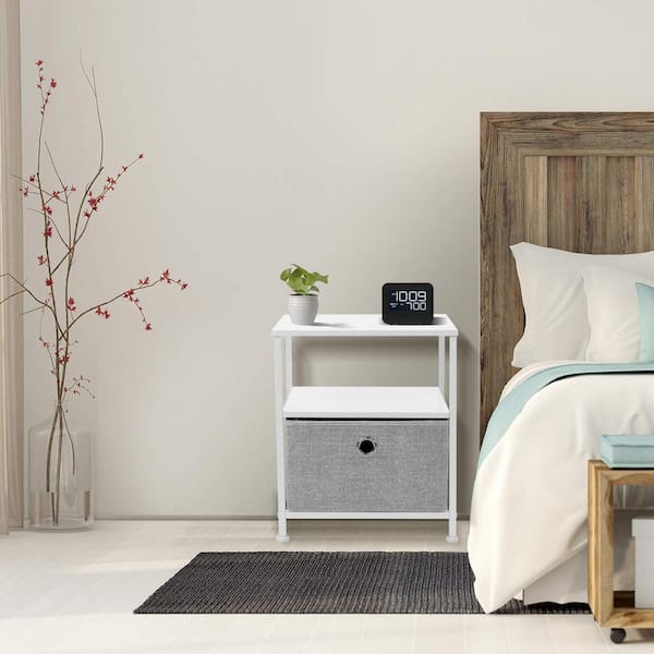 Sorbus 1-Drawer White Nightstand 18.37 in. H x 15.75 in. W x 15.75 in. D