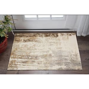 2 X 3 Tan Ivory And Gray Abstract Area Rug