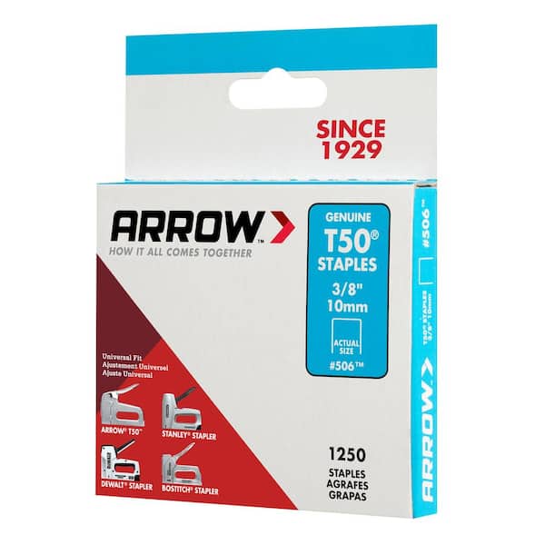 UPHOLSTERY PACK OF 1250 x GENUINE ARROW T50 10mm HEAVY DUTY STAPLES 3/8" 