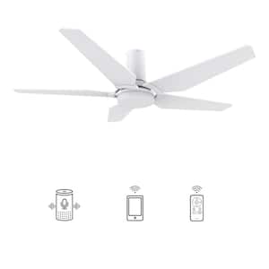 Voyager 48 in. Dimmable LED Indoor/Outdoor White Smart Ceiling Fan with Light and Remote, Works with Alexa/Google Home