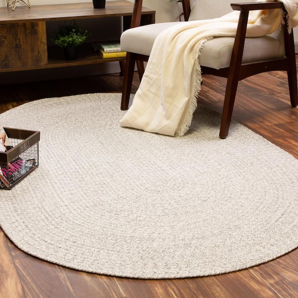 Super Area Rugs Braided Farmhouse Light Gray 4 ft. x 6 ft. Oval