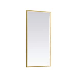 Timeless Home 20 in. W x 40 in. H Modern Rectangular Aluminum Framed LED Wall Bathroom Vanity Mirror in Brass