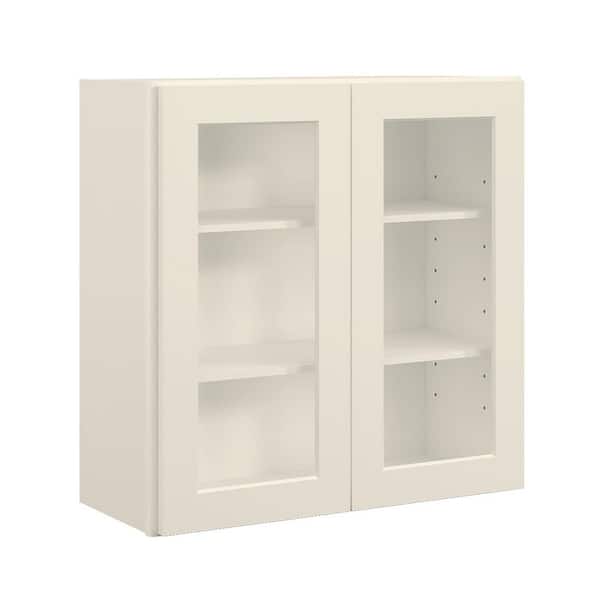 30 in. W x 12 in. D x 30 in. H in Antique White Plywood Ready to Assemble Wall Cabinets with Shelf without Glass