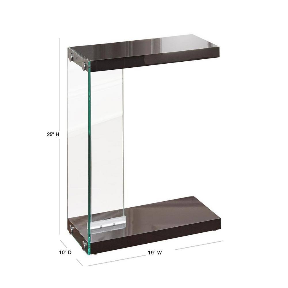 Elaina Black Glass and Wood Rectangular End Table