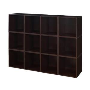39 in. H x 52 in. W x 13 in. D Brown Wood 12-Cube Organizer