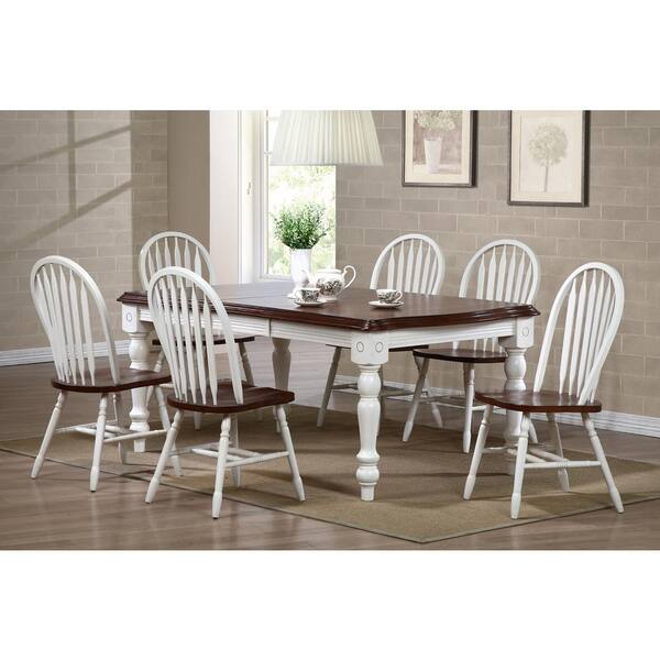 Distressed antique deals white dining chairs