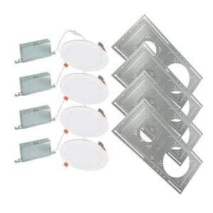 6 in. Selectable CCT, New Construction Integrated LED can Less Downlight with Smashplate (4-Pack)