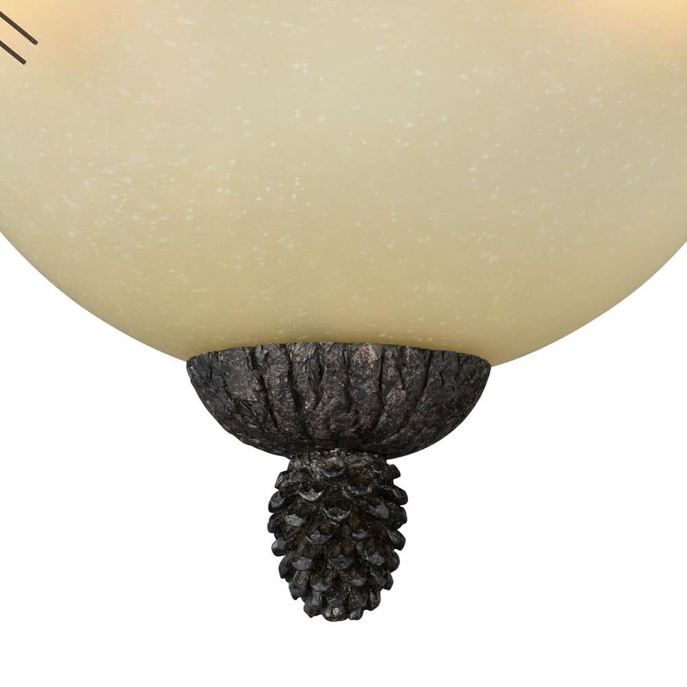 Sierra Rustic 18" Matte Black and Bronze Ceiling Light with Frosted Glass