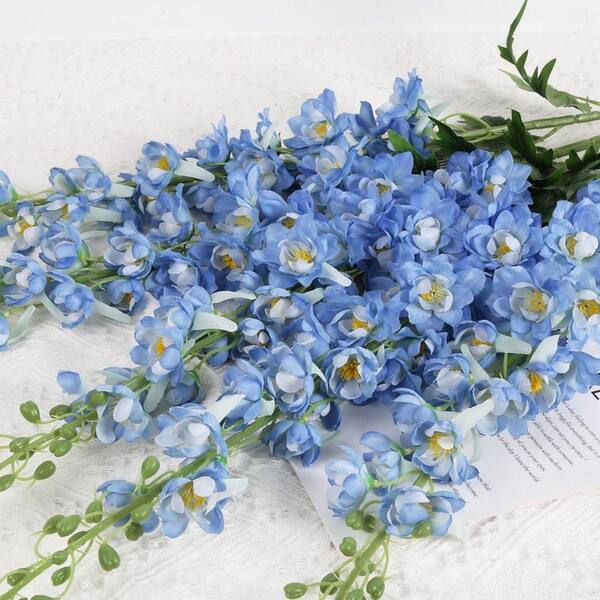 41.3 in. Light Blue 6 Pieces Artificial Delphinium Fake Flower