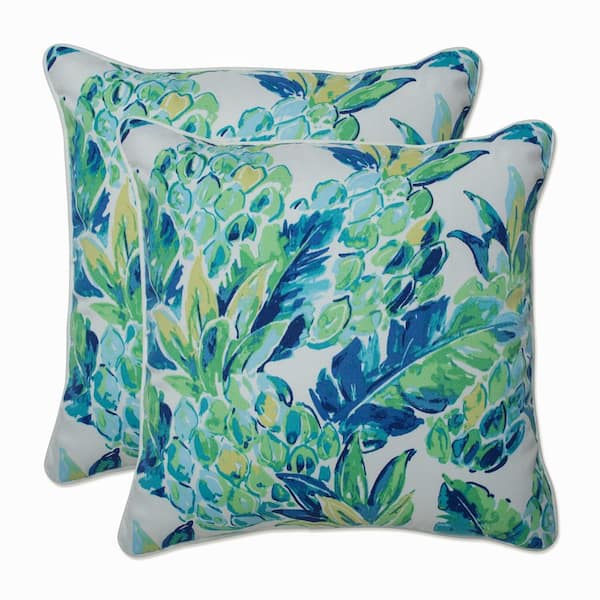 Pillow Perfect Floral Blue Square Outdoor Square Throw Pillow 2-Pack