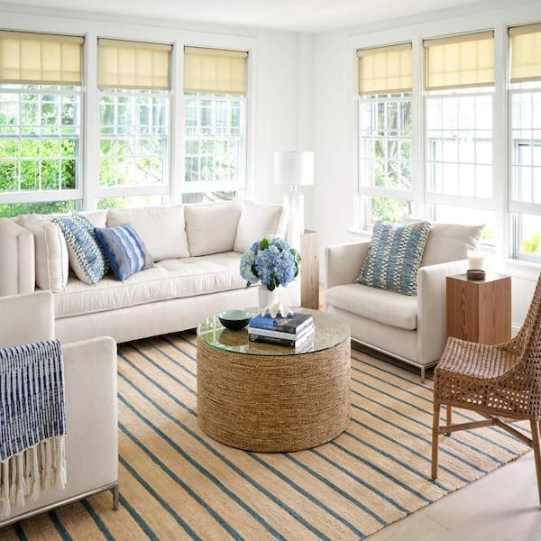 Moana Stripe Handwoven Jute Blue 2 ft. x 3 ft. Indoor Area Rug