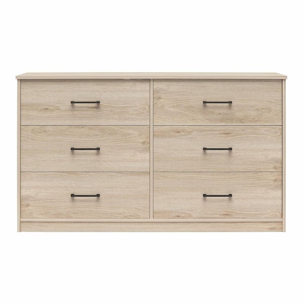 Ameriwood Pearce 6-Drawer 54 in. Wide Dresser, Light Oak