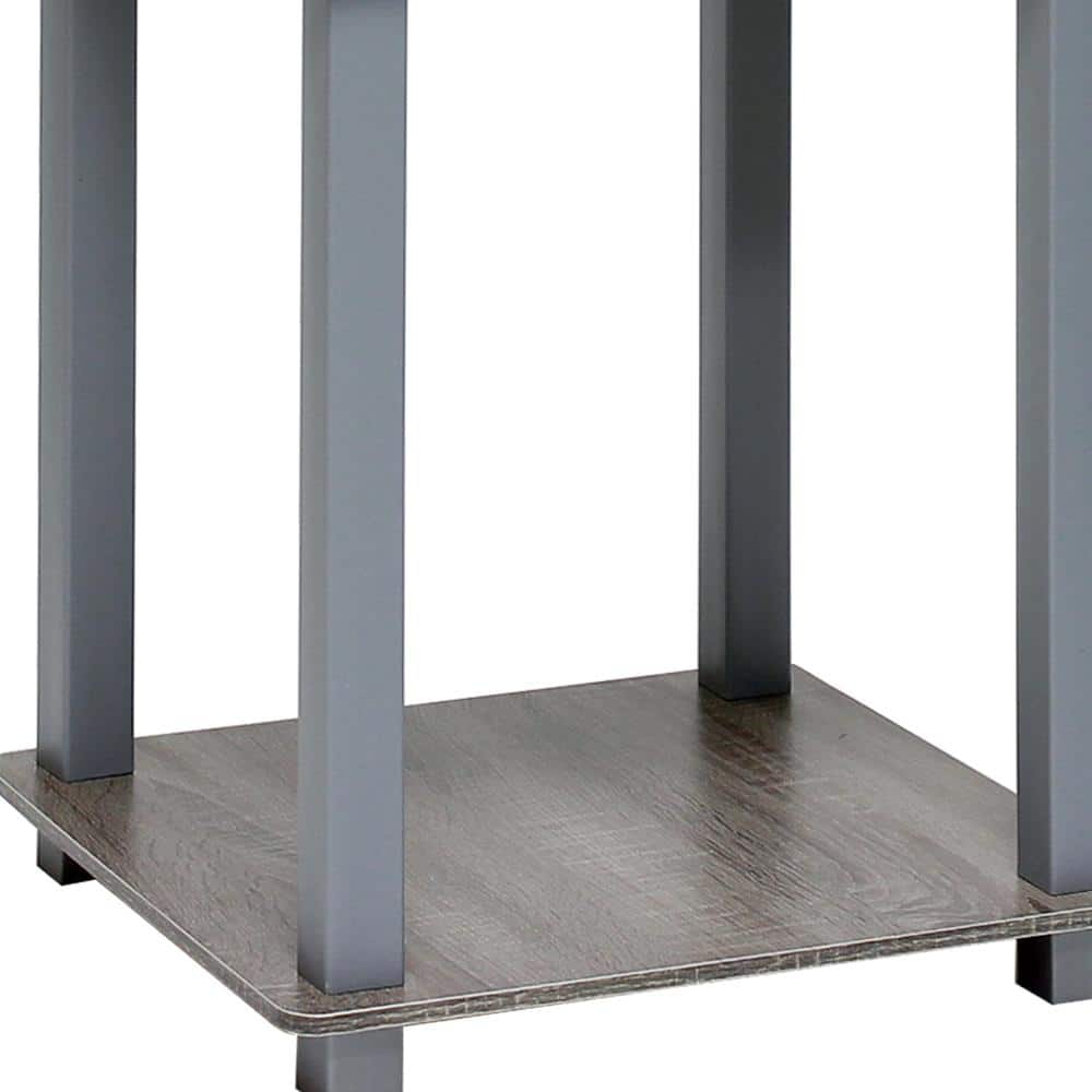 French Oak Grey Petite End Table with Shelf - 15.6" Square