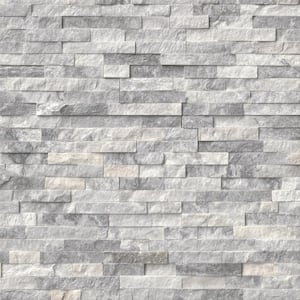 Take Home Tile Sample - Alaska Gray Ledger Panel 6 in. x 6 in. Natural Marble Wall Tile