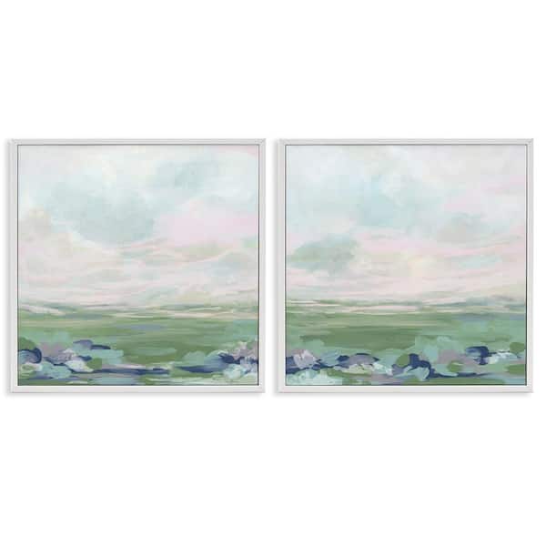 Stupell Industries Abstract Gradient Landscapes by June Erica Vess 2-Pieces White Framed Nature Giclee Art Print 24 in. x 24 in.