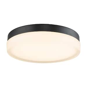 Fulton 11 in. Black Modern Flush Mount with Frosted Shade
