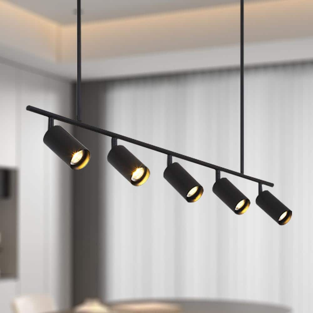 Parroco 5 Light Modern Black Chandelier With GU10 Bulb Base Spotlight Tracking Light for Living Room price history on PriceWatchPro