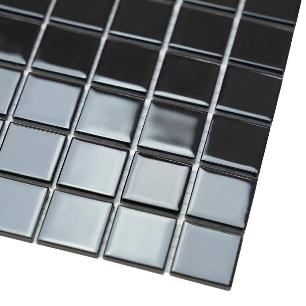 Black Polished Glass Mosaic Tile for Kitchen and Bathroom